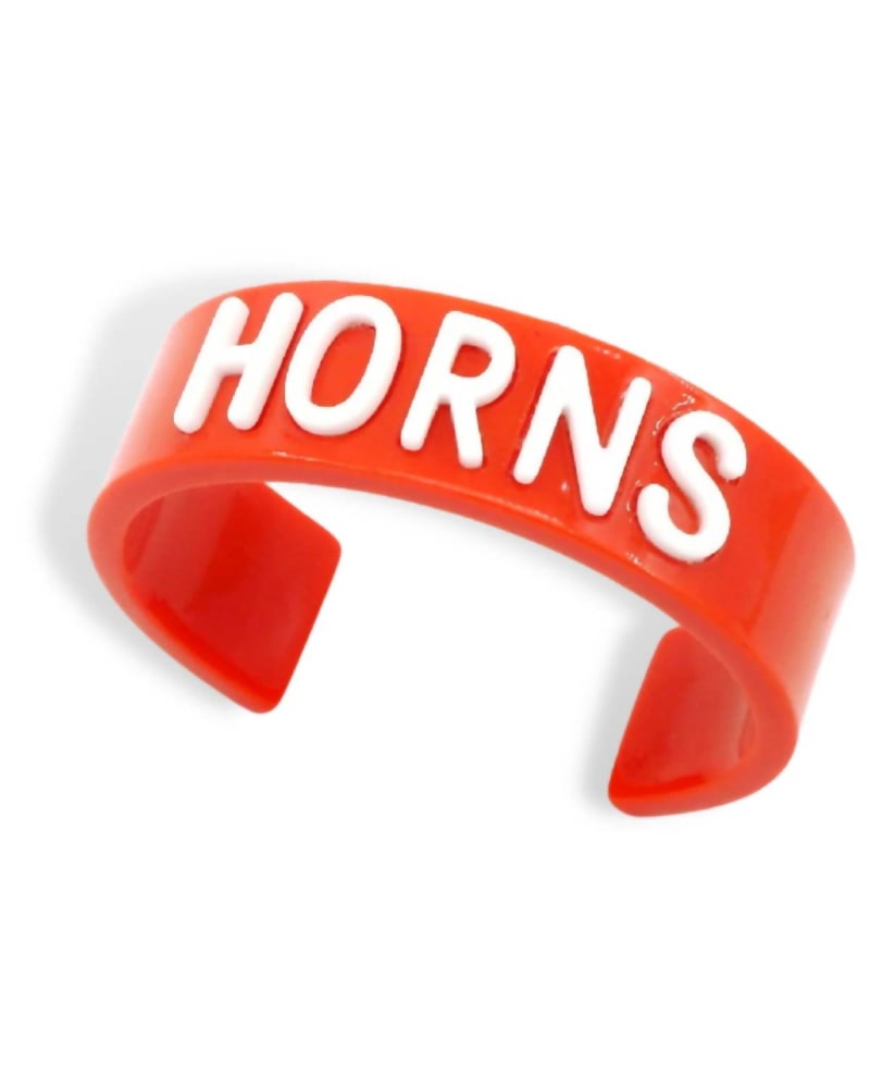 Front of a size One Size Horns Cuff Bracelet in Orange/White in Orange/White by Brianna Cannon. | dia_product_style_image_id:329814
